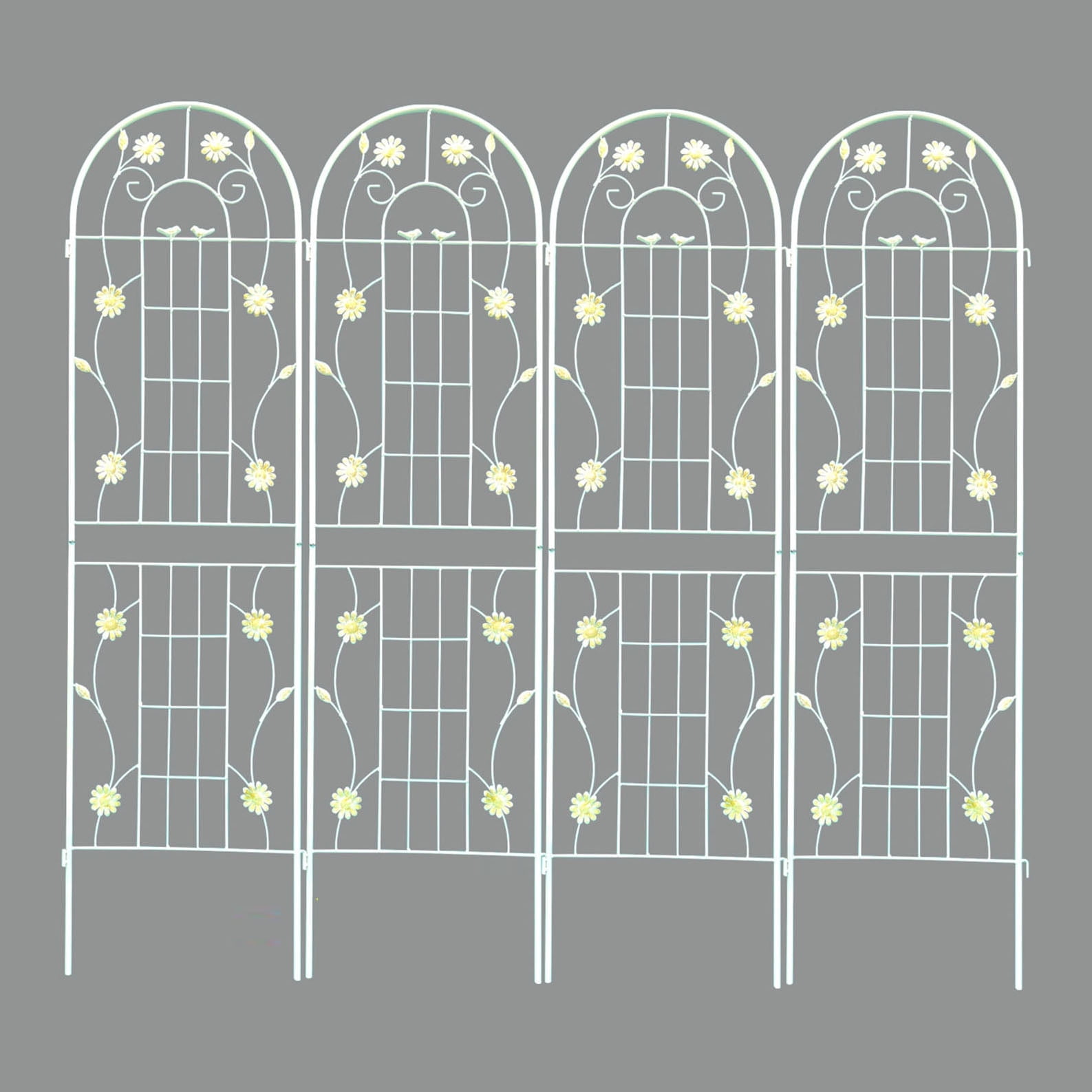 4 Pack Large Garden Trellis 71" H x 19.7" W Heavy Duty Rustproof White Iron Plant Trellis for Potted Plant Support Metal Climbing Rose Trellis Vine Vegetable Cucumber