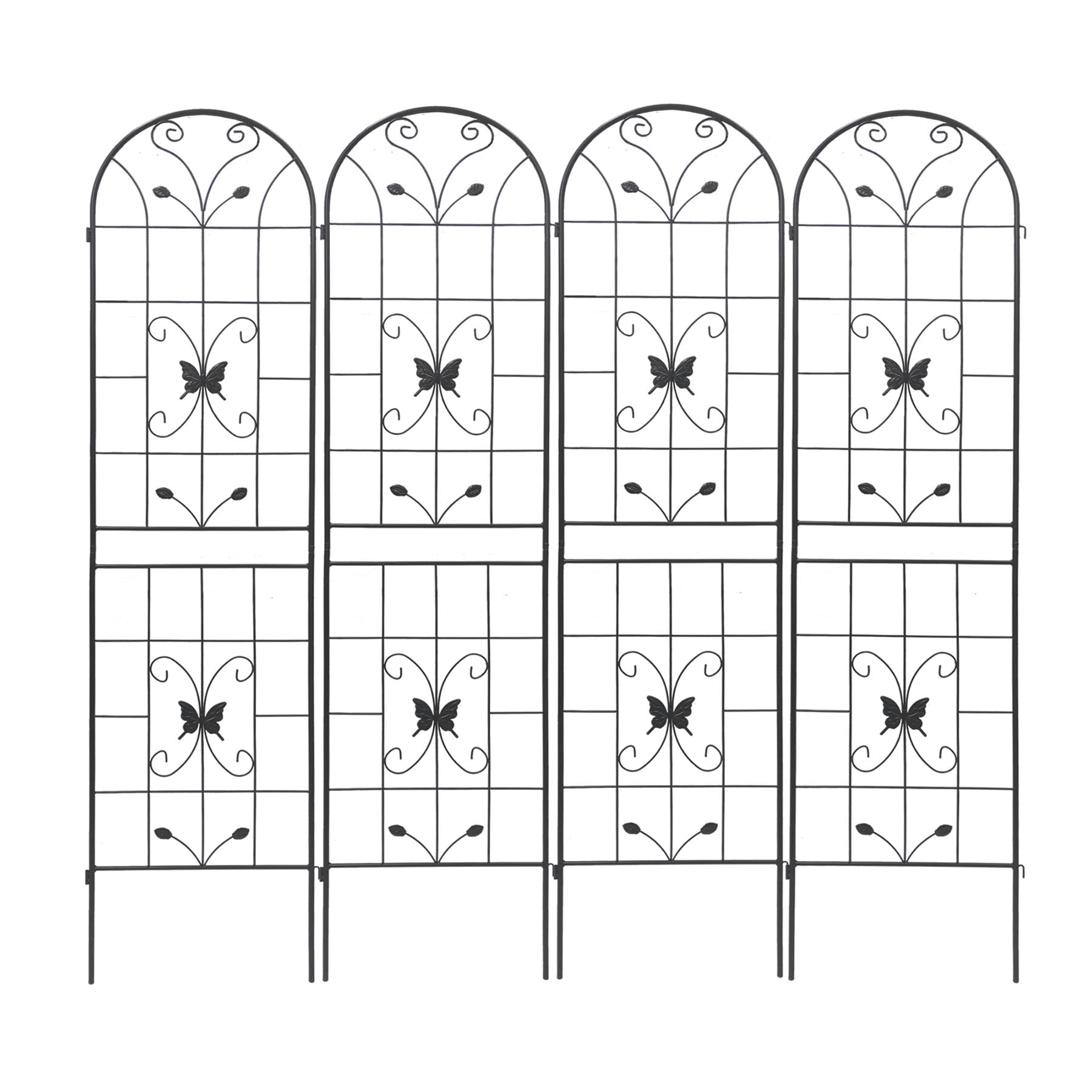 4 Pack Large Garden Trellis 86.7"H x 19.7" W Heavy Duty Rustproof Black Iron Plant Trellis for Potted Plant Support Metal Climbing Rose Trellis Vine Vegetable Cucumber