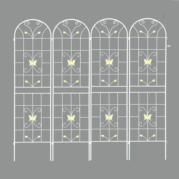 4 Pack Large Garden Trellis 86.7"H x 19.7" W Heavy Duty Rustproof White Iron Plant Trellis for Potted Plant Support Metal Climbing Rose Trellis Vine Vegetable Cucumber