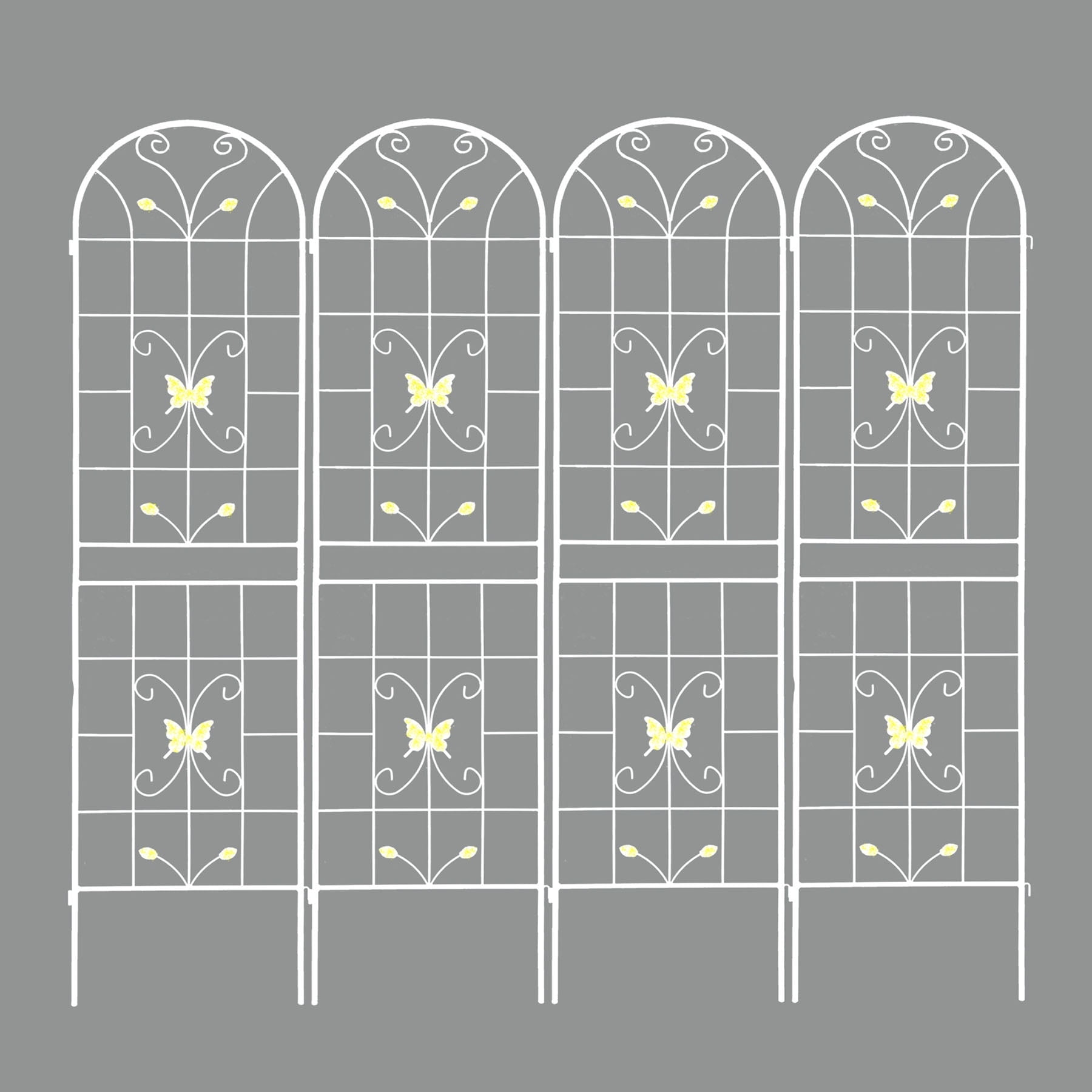 4 Pack Large Garden Trellis 86.7"H x 19.7" W Heavy Duty Rustproof White Iron Plant Trellis for Potted Plant Support Metal Climbing Rose Trellis Vine Vegetable Cucumber