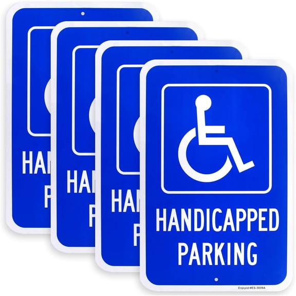 4 Pack Large Handicap Parking Sign, Handicapped Sign, 8x12 inch Rust Free Aluminum – Reflective, UV Protected and Weatherproof