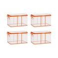 thumbnail image 1 of 4 Pack Large Heavy-Duty Thick Plastic Clear Storage Bag for Clothes, Stackable Bin with Zipper Lid Handles, Ideal for Moving Dorm Closet Organization Home Supplies (Orange,17.32" x 13.39" x 9.84"), 1 of 8