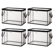 4 Pack Large Heavy-DutyThick Plastic Clear Storage Box with Hinged Lid, Heavy-Duty Durable High Capacity Organizer, Perfect for Home, Camping, Travel, Attic and Moving Black M