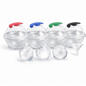 4-Pack Large Ice Ball Molds 2.36 Round Ice Sphere Maker with Leak-Proof Lids & Funnel