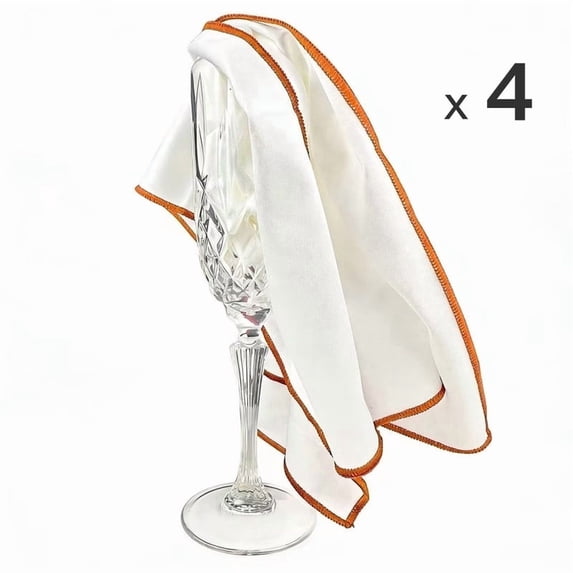 4 Pack Large Lint-Free Microfiber Glass Polishing Cloth 20x20 Inch Drying Towel for Wine Glasses