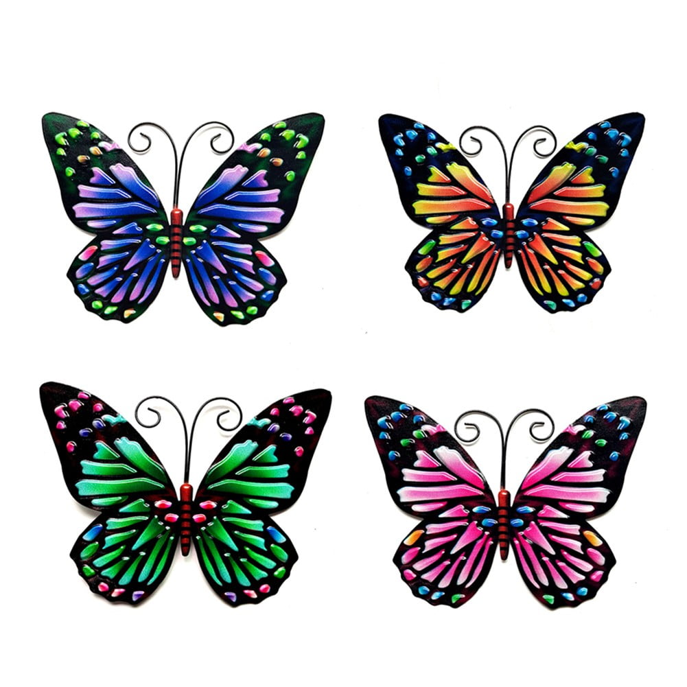 4 Pack Large Metal Butterfly Wall Art Outdoor Decor, 6.3" Butterflies