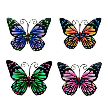 4 Pack Large Metal Butterfly Wall Art Outdoor Decor, 6.3" Butterflies Wall Sculpture Hanging Decor for Home Yard Patio Garden Decoration