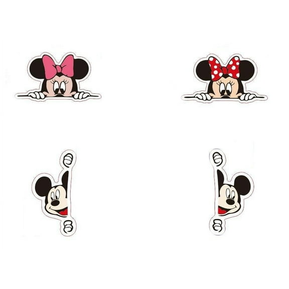 4 Pack Large Mickey and Minnie Mouse 5" Vinyl Decal Sticker Waterproof for Car Window Trunk Laptop Truck Motorcycle Bumper Sticker