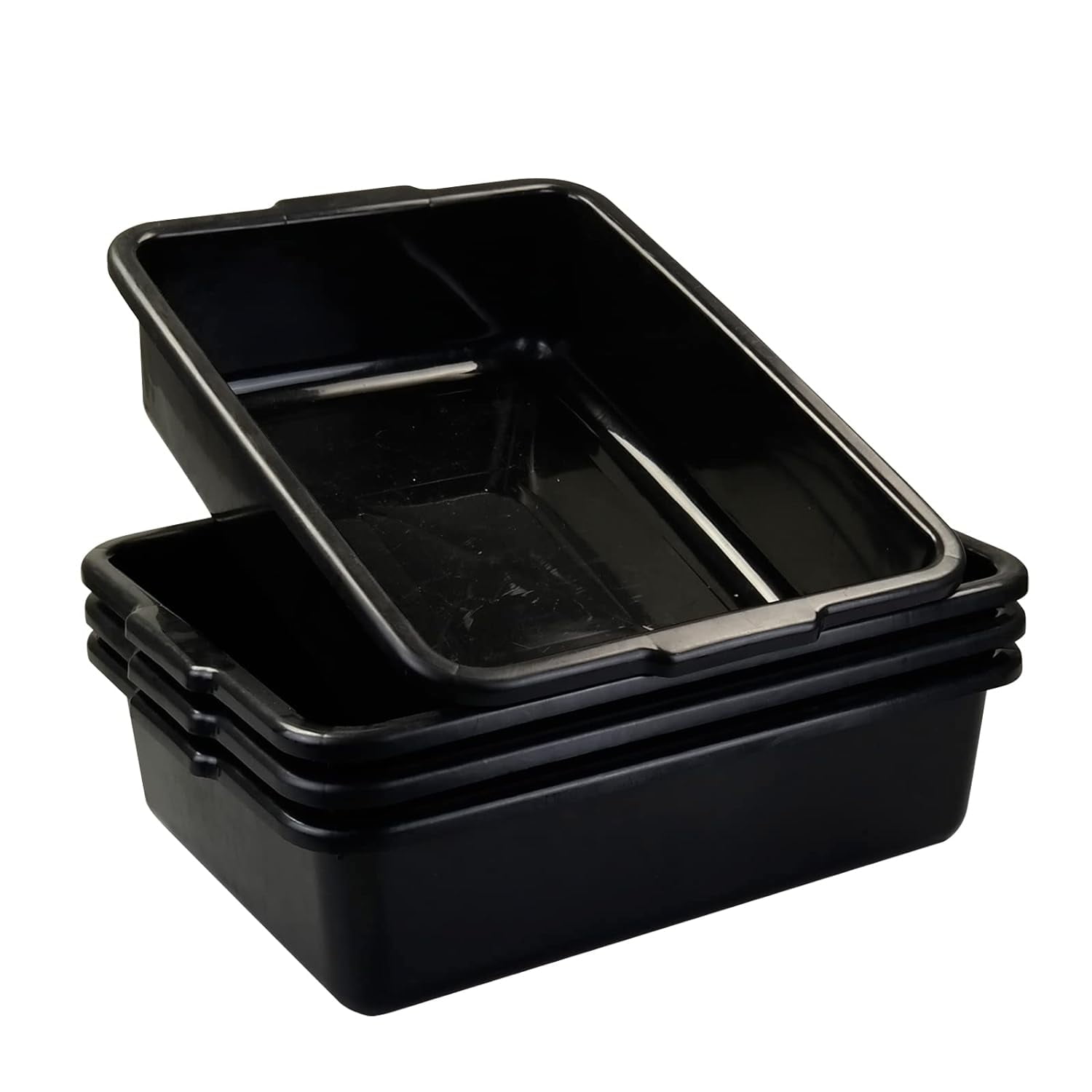 4-Pack Large Plastic Bus Box/Utility Box, 23 L Bus Tubs, Black ...