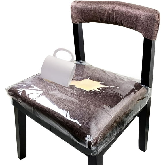 4 Pack Large Plastic Chair Covers for Dining Room, Clear Chair Seat Protectors with Adjustable Belt Strap Fits 18” – 22” Seats, Waterproof & Scratch Resistant Heavy Duty PVC Dining Chair Covers