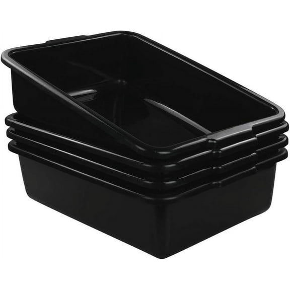 4-Pack Large Plastic Commercial Bus Tubs, 22 L Rectangle Utility Bus Box