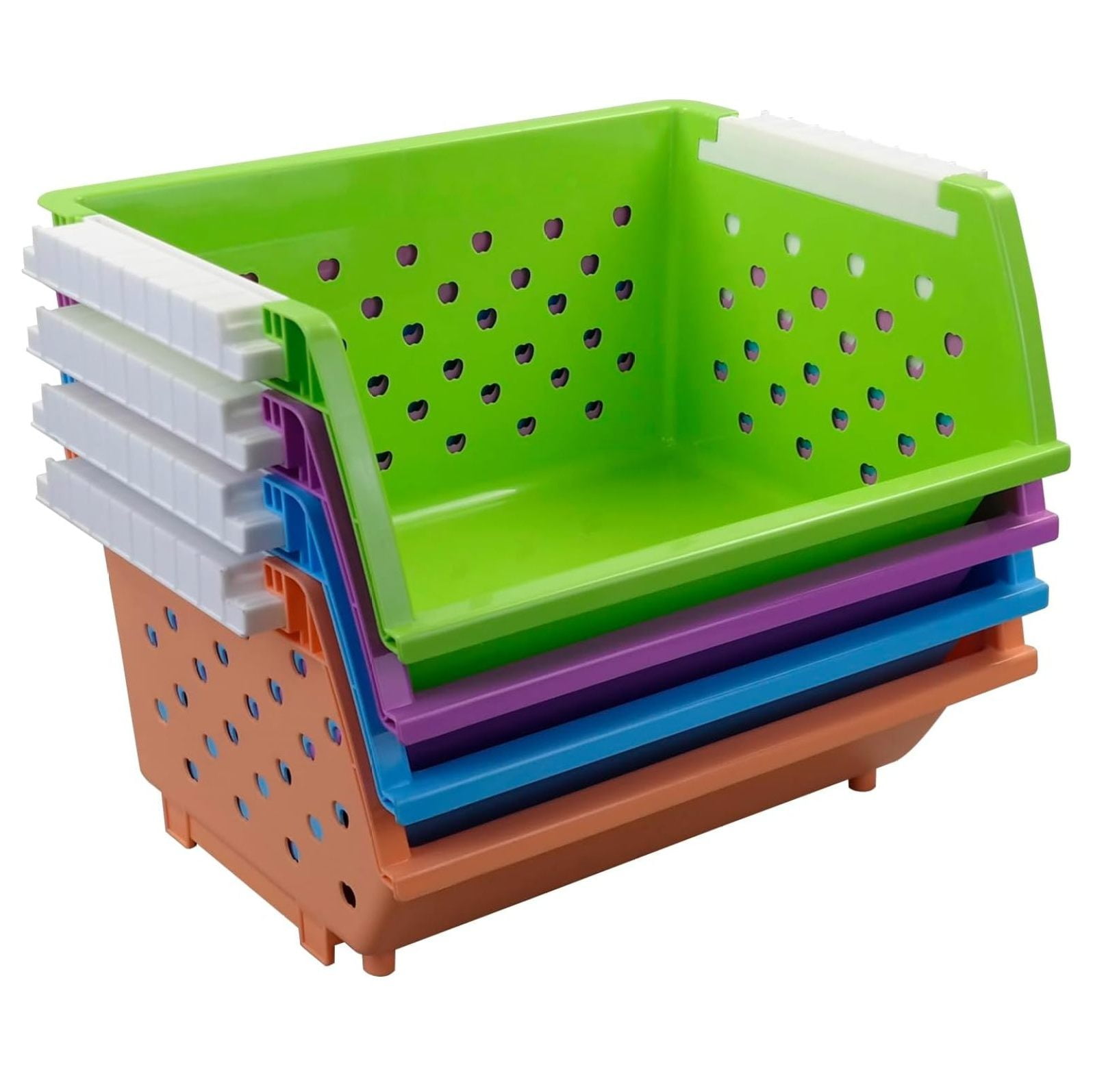 doryh large stackable plastic storage baskets bins,... 4-Pack Large Plastic Stackable Storage Basket, Multi-functional Colored ...