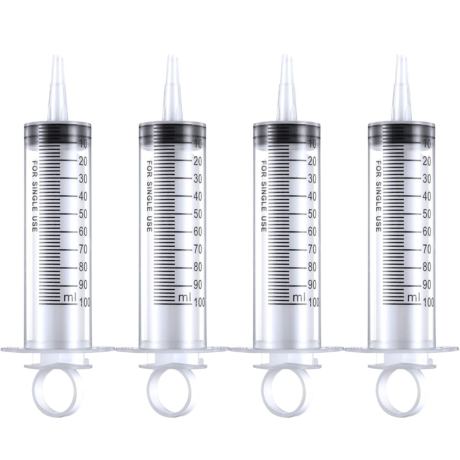 AASF Somnr 4 pack Large Plastic Syringe for Scientific Labs and Dispensing Multiple Uses Measuring Syringe Tools (100 ml)