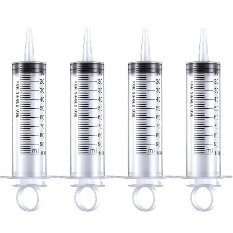 4 Pack Large Plastic Syringe for Scientific Labs and Dispensing Multiple  Uses Measuring Syringe Tools (100 ml)