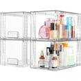 thumbnail image 1 of 4 Pack Large Stackable Storage Drawers,White,Easily Assemble Acrylic Bathroom Closet Undersink Organizers and Storage,Plastic Bins for Kitchen Cabinets,Pantry,Makeup,Medicine Organization, 1 of 8