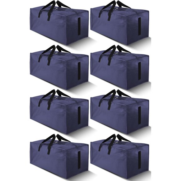 4 Pack Large Strong Moving Bags with Zippers & Carrying Handles - Water-Resistant - Heavy Duty Storage Tote for Space Saving Moving Storage, Fold Flat, Alternative to Moving Box (Black)