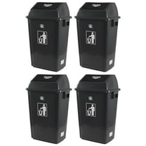 4 Pack Large Trash Can with Swing Lid, 15 Gallon Plastic Garbage Bins for Commercial Use, Grey