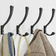 4 Pack Large Wall Hooks For Hanging Heavy Duty, Black Coat Hooks For Wall, Coat Hanger Hooks Wall Mounted, Wall Mounted Bag Hooks, Screw In Hooks, Metal Wall Hooks For Hanging Coats, Backpack