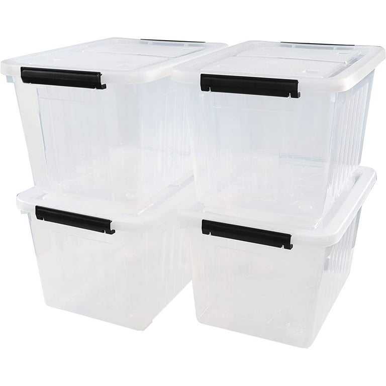  Hommp 4 Packs 30 Liter Clear Large Storage Boxes Container with  Lids and Wheels : Everything Else