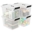 4Pack Latching Box with Handle, 20L Clear Plastic Storage Bins with