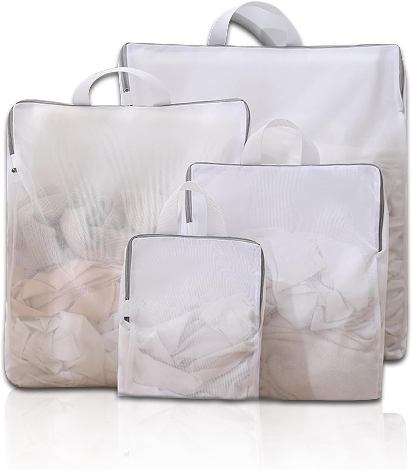 4 Pack Laundry Bags, Mesh Washing Machine Bag, Reusable Laundry Bags