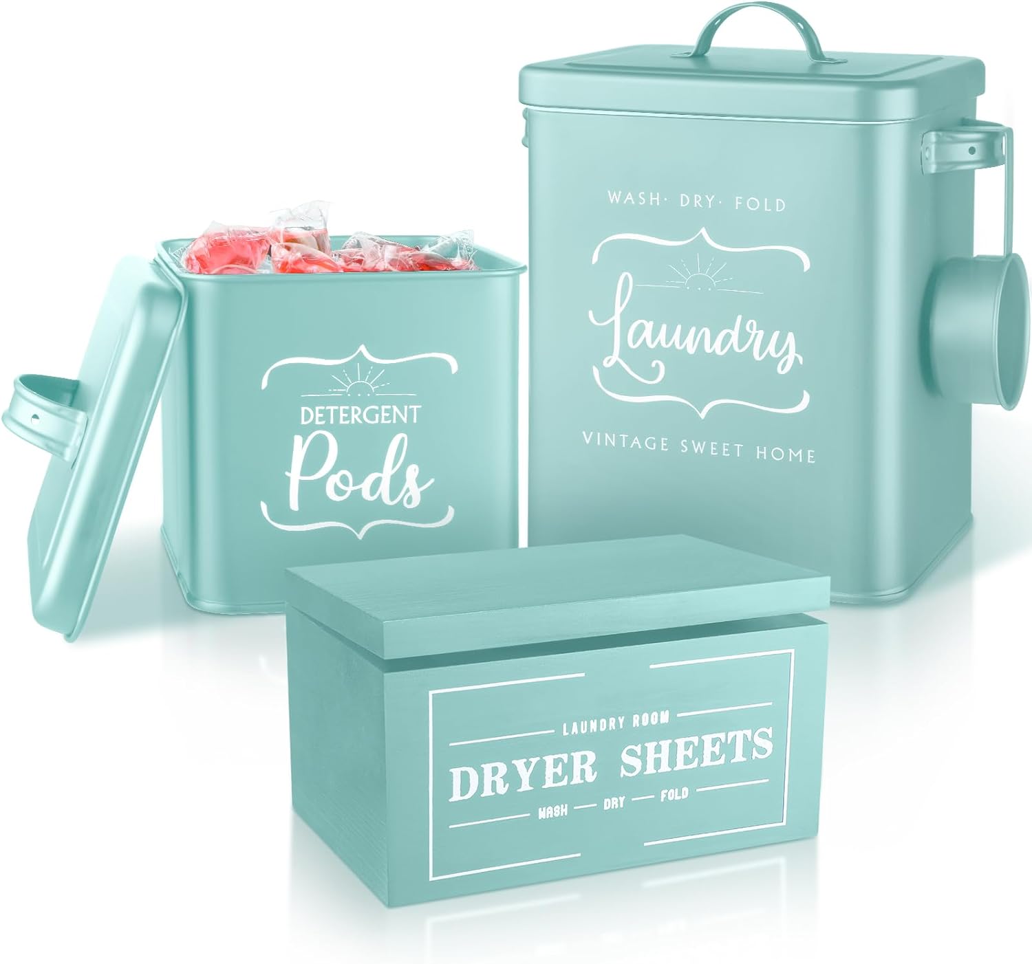 4 Pack Laundry Detergent Storage Container Metal Pods Bin Holder with