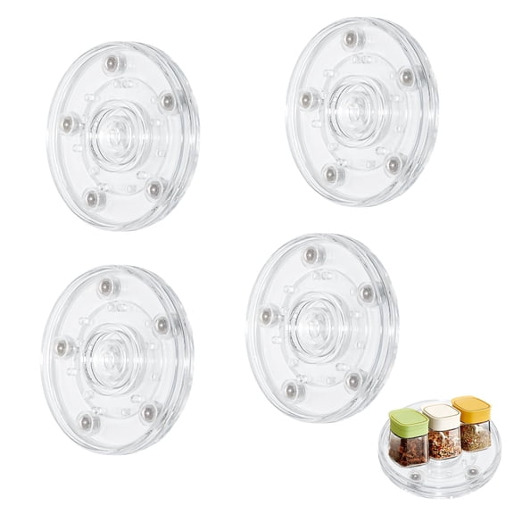 4 Pack Lazy Susan Turntable, 4" Acrylic Ball Bearing Rotating Tray for Cake, Spice Rack (Clear)