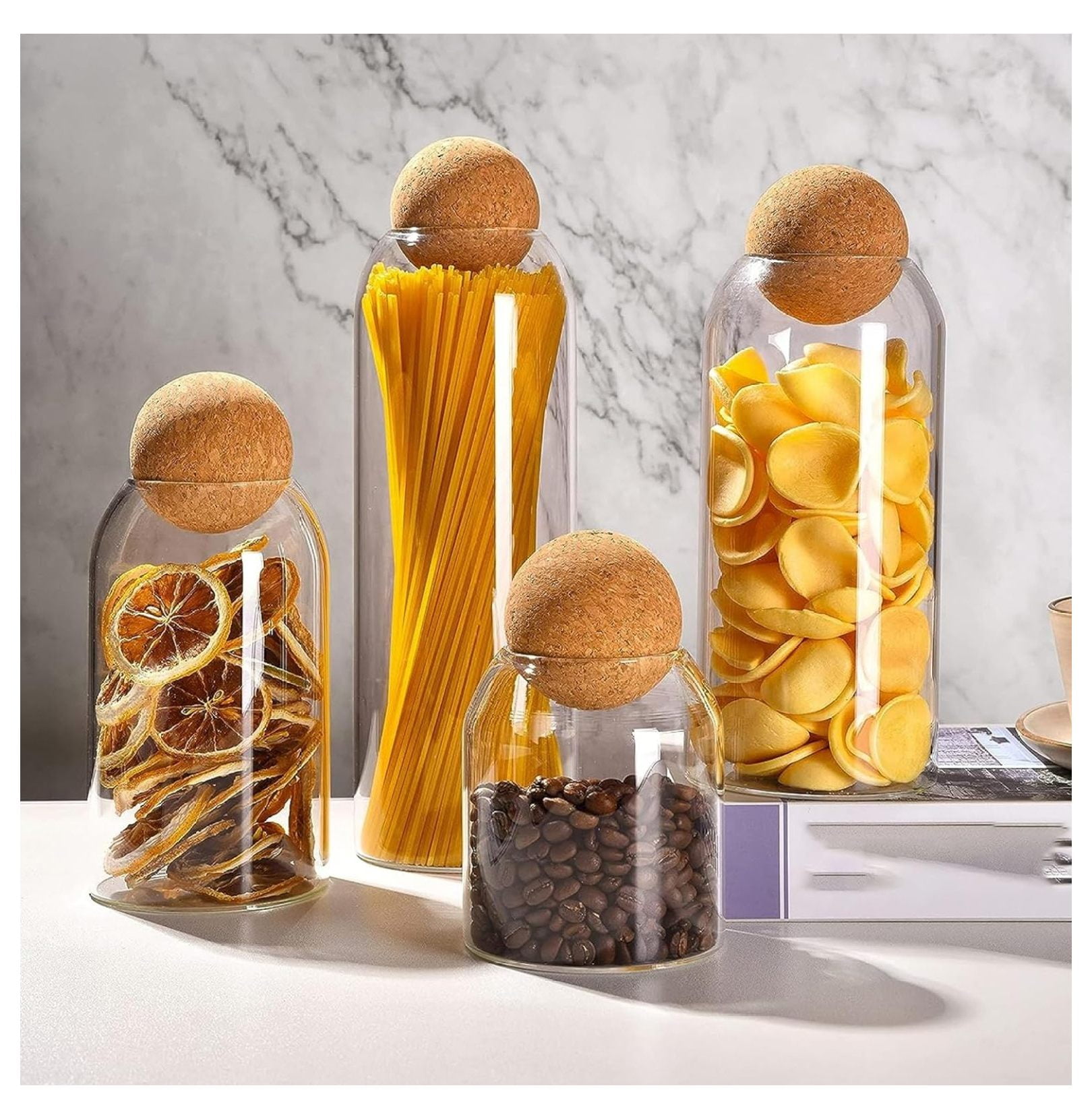 4 Pack Lead glass bottle sealed jar with spherical cork , nut storage coffee bean Mason Jars