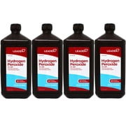 4 Pack - Leader Hydrogen Peroxide 3% USP Solution, First Aid Antiseptic, Oral Debriding Agent, 32 Fluid Ounces 1QT 946 ML