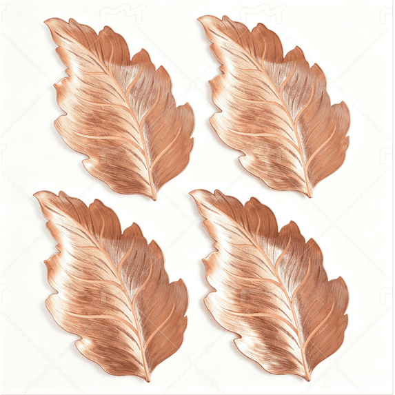 4 Pack LeafâShaped Placemats, Hollow Cut Decorative Round Table Mats, HeatâResistant Reusable Place Mats for Dining Table Holiday Party Decor