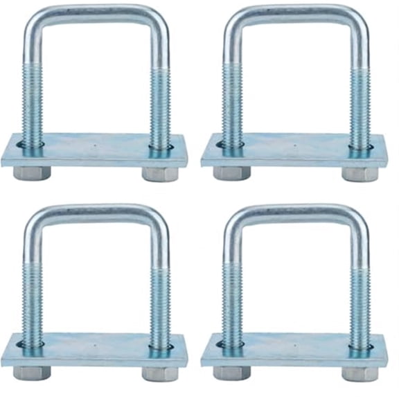 4 Pack Leaf Spring Clamp Kit,12*40*80mm Leaf Spring Clamps for Truck, Locks Springs Square U-Bolt for Trailer- Fits Leaf Springs, Galvanized Steel Clamp Set, Secure Fit for Truck, Boat and Trailers