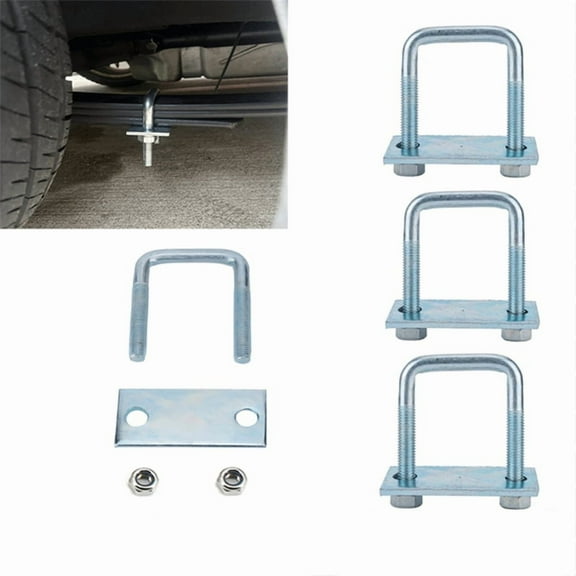 4 Pack Leaf Spring Clamp Kit Fits Leaf Springs Up Locks Leaf Springs Together for Stabilizing Provides Better M,4 x U-bolts 8 x hexagon nuts 4 x plates,Silver