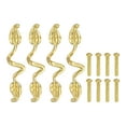 thumbnail image 1 of 4 Pack Leafy Drawer Pull, 5" Vintage Style Dresser Pull Knob Handles Hardware for Wardrobe Cupboard Closets Bookcase Furniture Decoration, Gold, 1 of 6