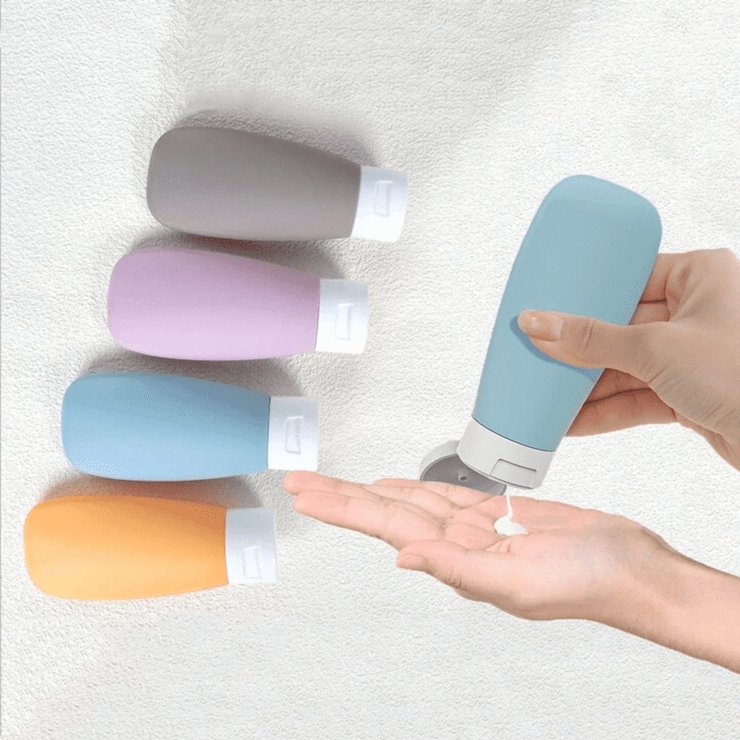 4 Pack Leakproof Squeeze Bottles for Toiletries Travel - Airplane Safe Silicone Containers with Wide Mouth Design, Secure Lock Lids | Portable Cosmetic Bottles for Shampoo, Lotion, Essentials