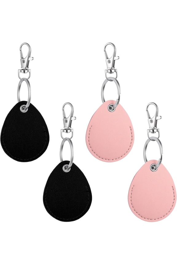 4 Pack Leather Key Fob Holder ID Card Keys Chain Protector Case Cover PU Leather Keychain Key Holder for Keys ID Cards Access Control