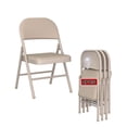 thumbnail image 1 of 4 Pack Beige Leather Padded Folding Chairs - Steel Frame, No Assembly, Portable Stackable for Indoor Outdoor, 1 of 10