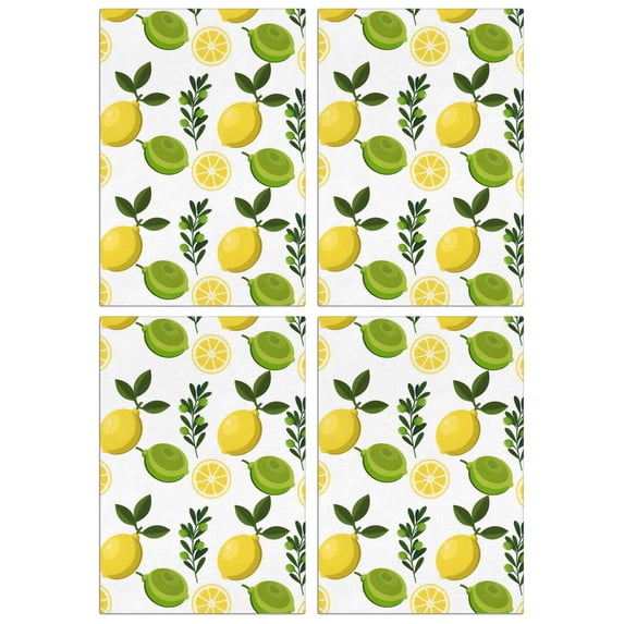 4 Pack Lemon Dish Towels for Kitchen – 18x26 Fruit Tea Towels, Soft Absorbent Hand Towels for Drying and Farmhouse Style Decor