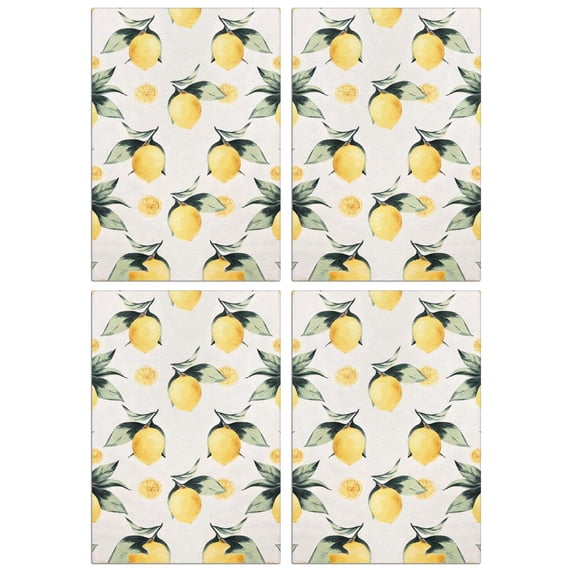 4 Pack Lemon Dish Towels for Kitchen – 18x26 Fruit Tea Towels, Soft Absorbent Hand Towels for Drying and Farmhouse Style Decor
