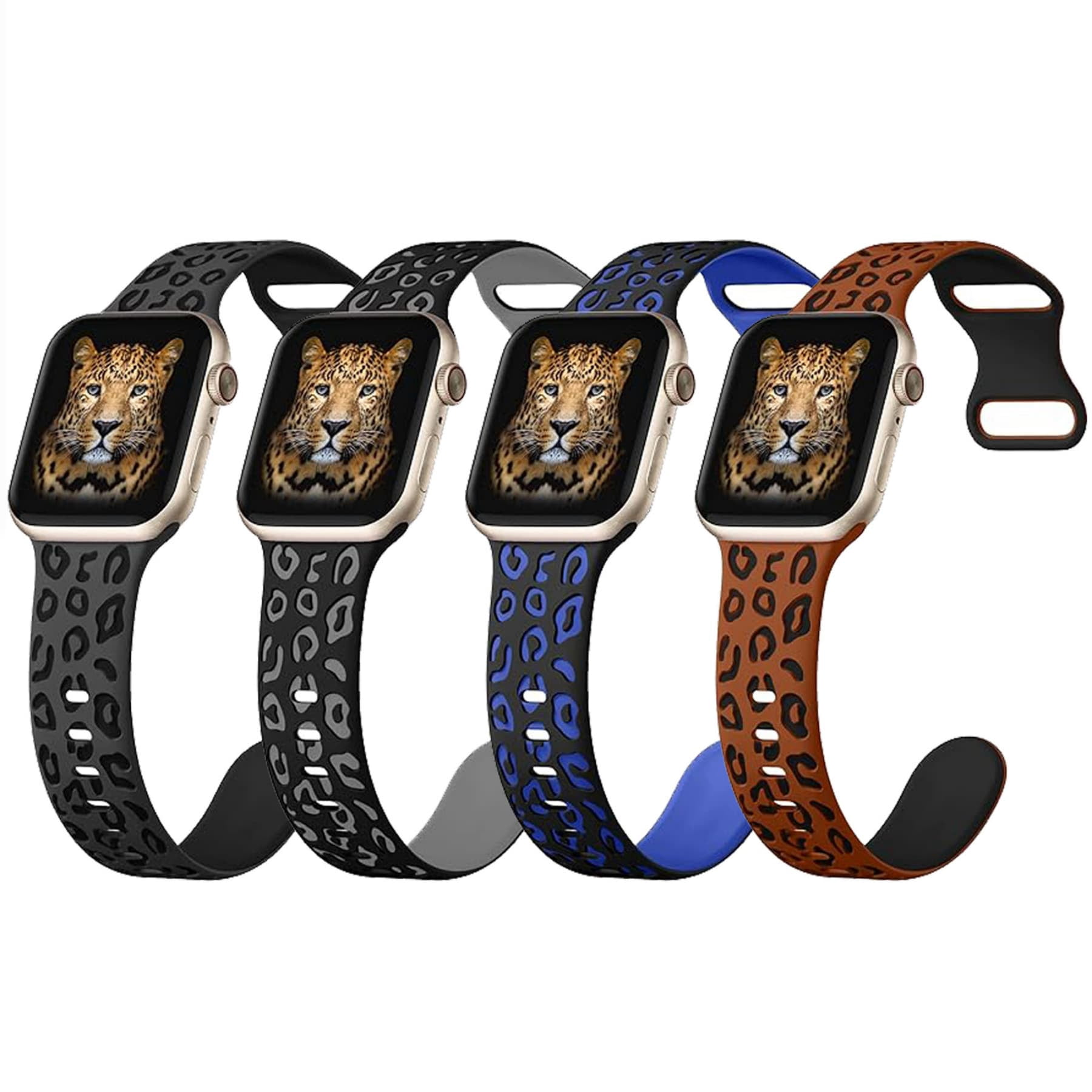 4 Pack Leopard Print Bands for Apple Watch 49mm 45mm 44mm  display picture 2