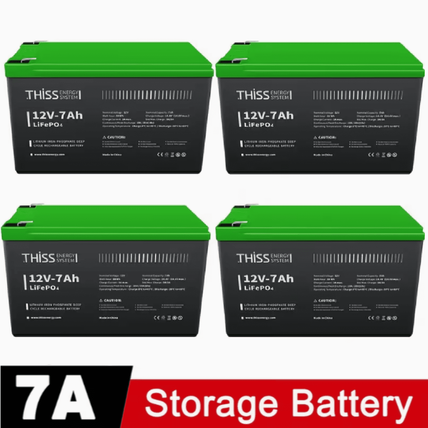 4 Pack LiFePO4 7Ah 12V Lithium Ion Deep Cycle Battery, 4000+ Deep Cycles,Perfect For RV, Camper, Solar, Home Energy Storage,Camping, Kayak Cart Etc Rechargeable Batteries