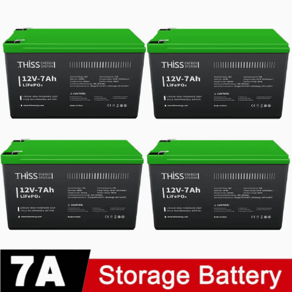 4 Pack LiFePO4 7Ah 12V Lithium Ion Deep Cycle Battery, 4000+ Deep Cycles,Perfect For RV, Camper, Solar, Home Energy Storage,Camping, Kayak Cart Etc Rechargeable Batteries
