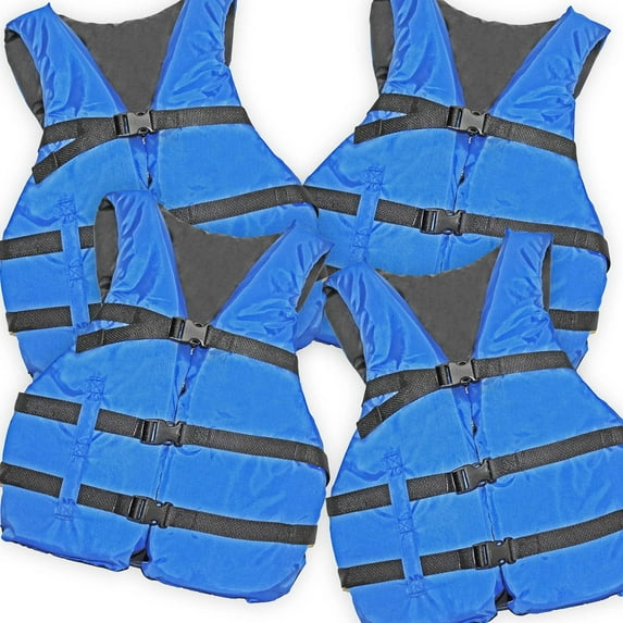 4 Pack Life Jacket Paddle Vest; Coast Guard Approved Type III PFD Life Vest Flotation Device; Jet ski, Wakeboard, Kayak; Ideal Extra Life Jacket for Pontoon Boat