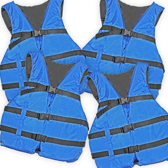 4 Pack Life Jacket Paddle Vest; Coast Guard Approved Type III PFD Life Vest Flotation Device; Jet ski, Wakeboard, Kayak; Ideal Extra Life Jacket for Pontoon Boat