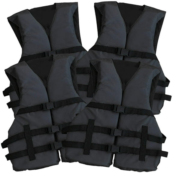 4 Pack Unbranded Life jacket paddle vest; Coast Guard approved Type III PFD life vest flotation device; Jet ski, water park, kayak; Ideal extra life jacket for pontoon boat