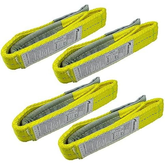 4 Pack Lift Sling Straps 3' x 2" Heavy Duty Flat Eye Lift Sling 12400 lbs Capacity Lifting Straps Polyester Tree Saver Recovery Strap Web Sling Winch Strap$$Tools & Hardware Other