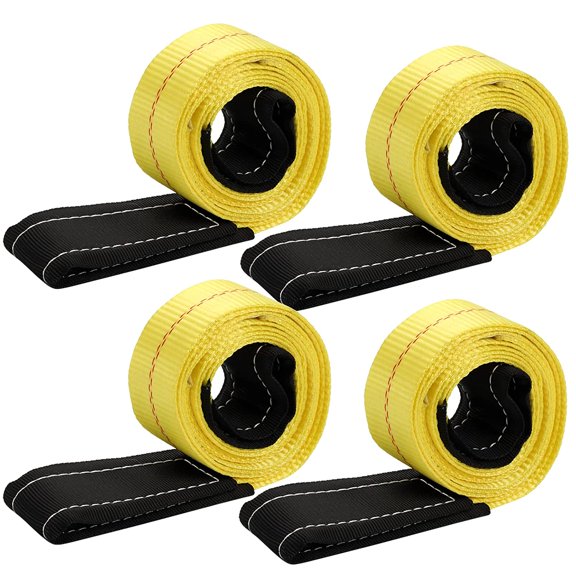 4 Pack Lifting Sling Straps, 6 Ft x 2 Inch Heavy Duty Lift Rigging Strap Tree Saver Recovery Securing Straps, Nylon Flat Towing Web Sling Winch Strap for Trailer, Hoist, Truck, RV
