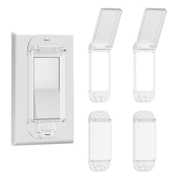 (4 Pack) Light Switch Guard Cover,Light Switch Plate,ChildProof Wall Switch Guard Keeps Lights or Switches from Being Accidentally Turned ON or Off, Rocker Style