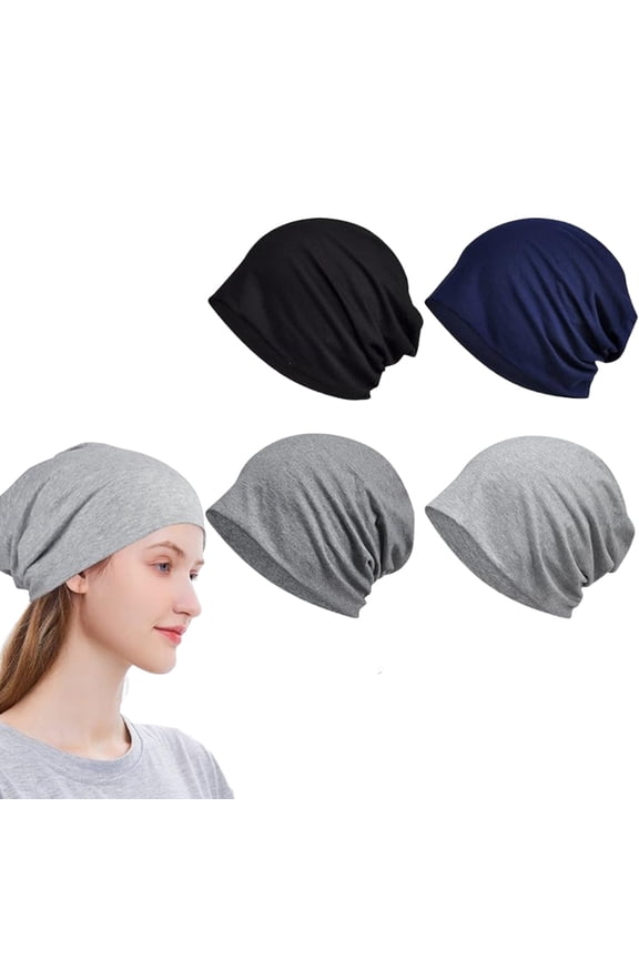 4-Pack Lightweight Slouchy Beanie Comfort Stretch Skull Cap for Men & Women, Outdoor Sports & Daily Fashion