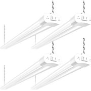 4 Pack Linkable LED Shop Light for Garage, 2FT 22W Utility Light Fixture, 2500lm, 5000K Daylight LED Workbench Lighting with Power Cord, Hanging or Flush Mount, Black - ETL