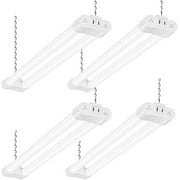 4 Pack Linkable LED Shop Light for Garage, 2FT 22W Utility Light Fixture, 2500lm, 5000K Daylight LED Workbench Lighting with Power Cord, Hanging or Flush Mount, Black - ETL